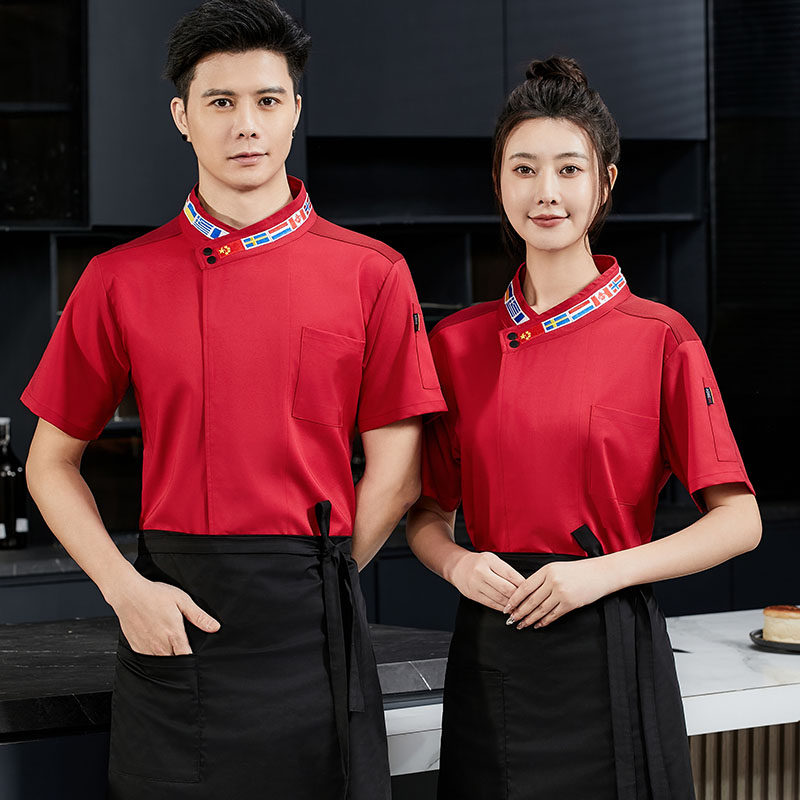 酒店夏季透气中国风餐饮高档工衣