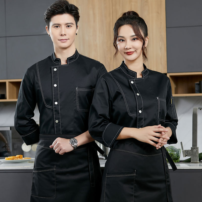 高档餐厅厨师工作服夏装男短袖定制酒店饭店食堂后厨烘焙厨师服女