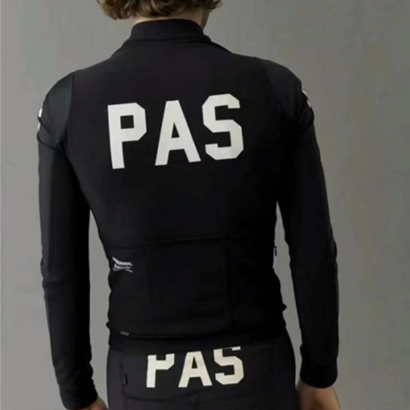 PAS黑色抓绒套装骑行服长袖背带