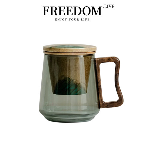 FREEDOM.LIVE 玻璃茶杯茶水分离杯陶瓷过滤泡茶杯水杯 | 墨禾