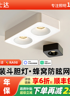 明装斗胆灯防眩123头明装筒射灯全光谱超薄无吊顶极简无主灯客厅