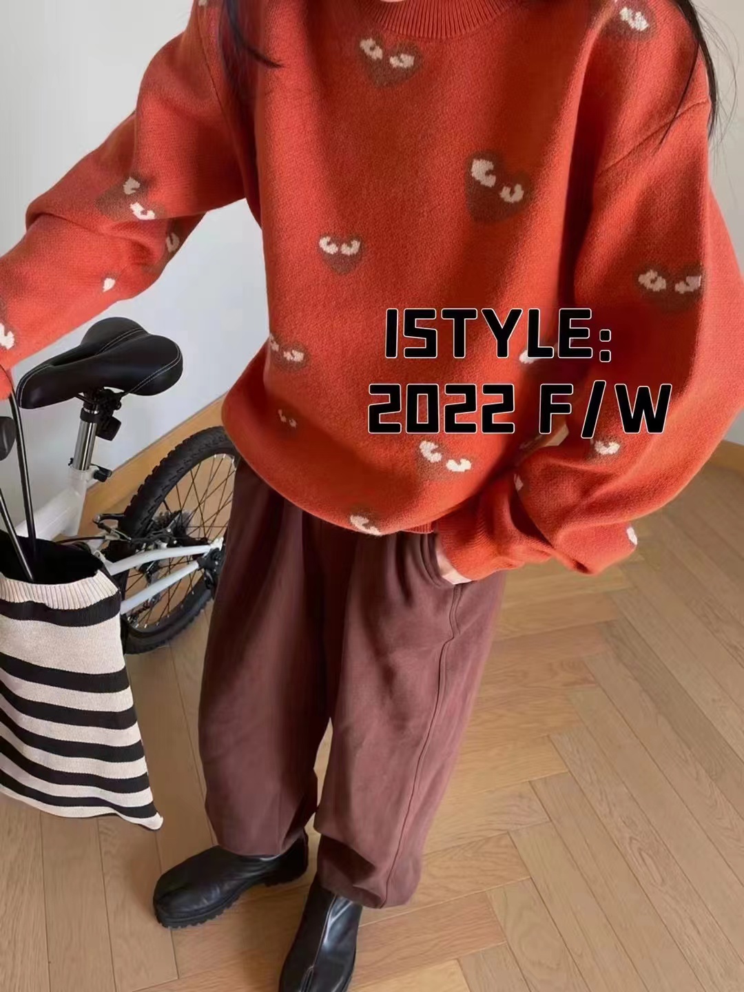 istyle秋冬新款2022韩系爱心毛衣女减龄小个子针织上衣洋气百搭潮