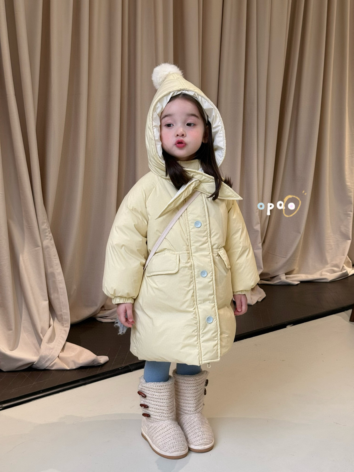 Opao 新款羽绒服韩版中长款加厚连帽羽绒服