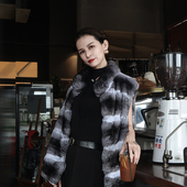 进口龙猫马甲皮草立领横排排头工艺裘皮整南美栗鼠青紫蓝貂皮背心