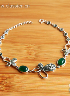 天醉复古石榴石泰国手工老银匠