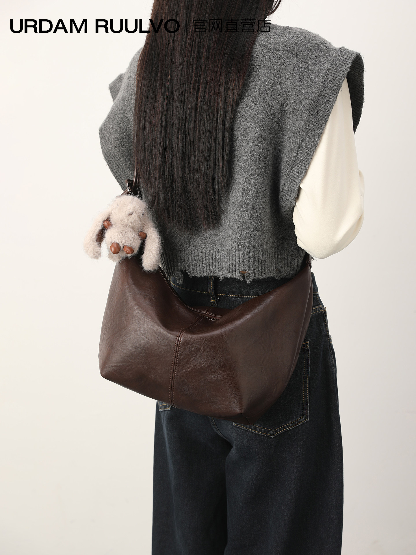 UR Women's Large Slouchy Tote Bag, Retro Soft Leather-Look Dumpling Crossbody Bag - Thumbnail 4