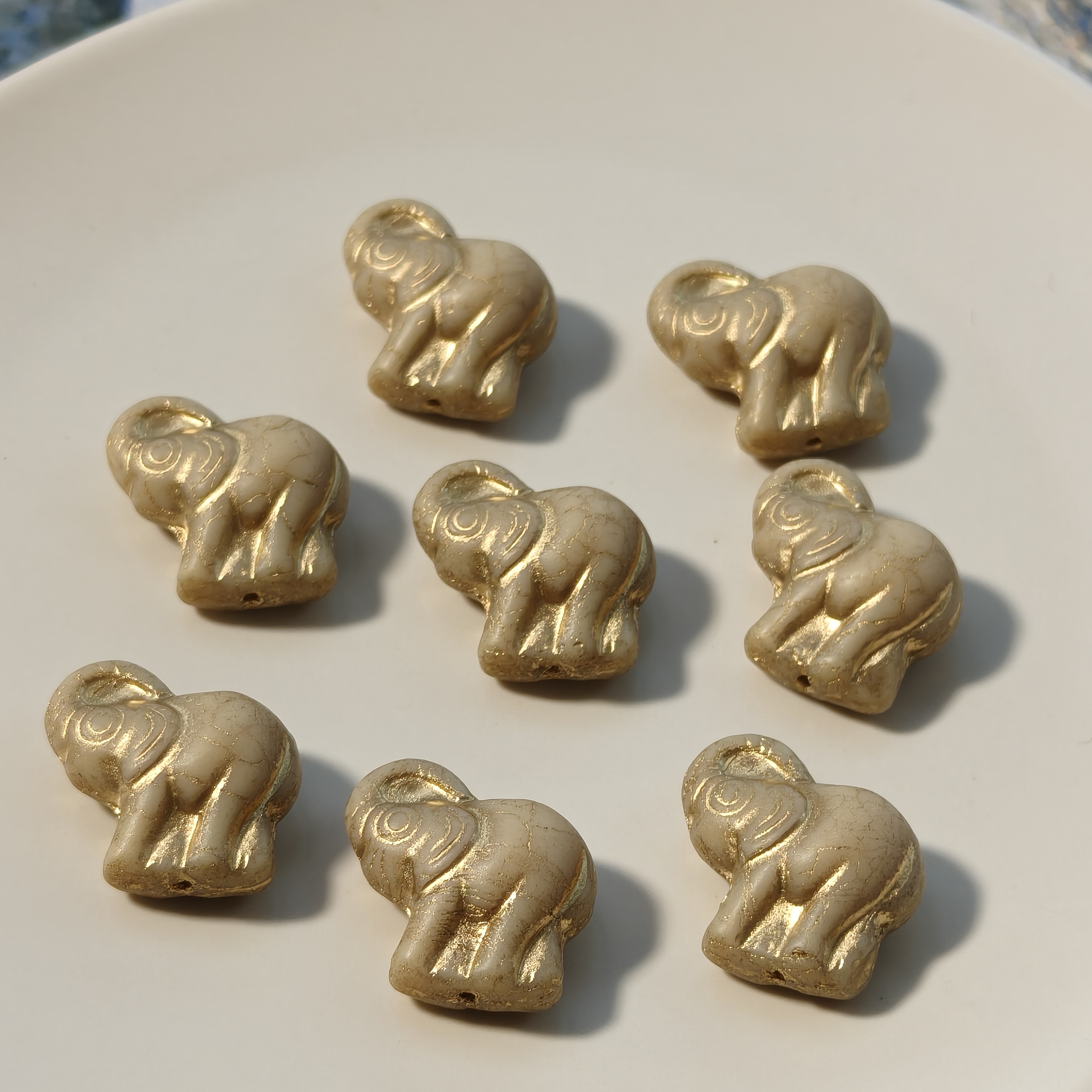 进口捷克琉璃复古做旧描金大象