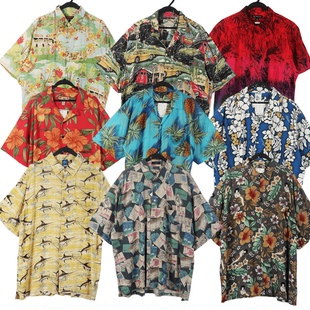vintage古着美国制夏威夷Hawaii美式街头宽松短袖男女翻领花衬衫