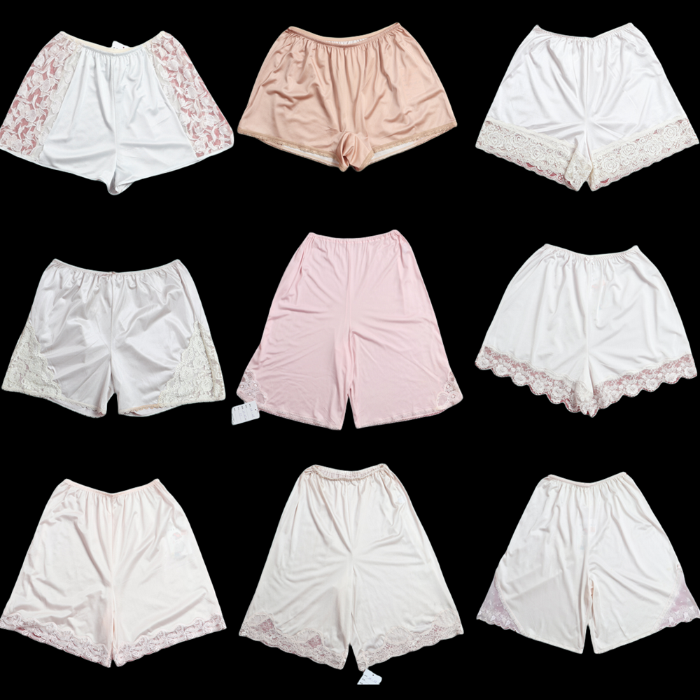 古着法式简约少女甜美雪纺拼接蕾丝纯色睡裤性感薄款打底短裤
