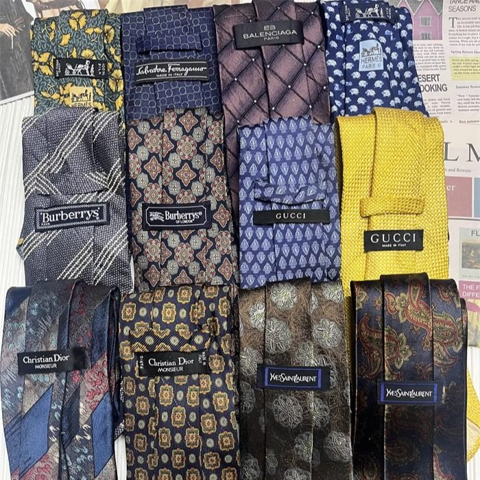 古着vintage绝版中古奢侈大牌精品巴络克油画印花纹真丝高端领带