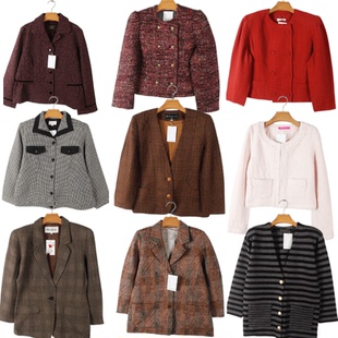 日本vintage古着原单西服软妹子名媛小香风金属学院风西装 外套277