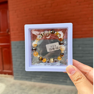 洛阳白马寺手串金发晶虎眼石茶晶珠手串水晶手链金发晶手串黄水晶