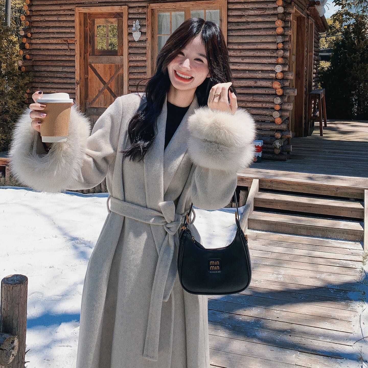 【现货首发】真狐狸毛双面羊绒大衣D259 P335K458