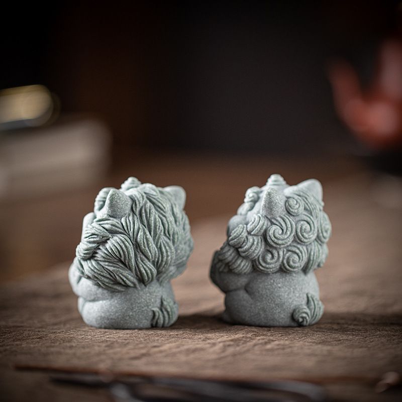 创意青砂石风狮爷招财茶宠摆件精品可养茶桌面茶玩鱼缸造景装饰品