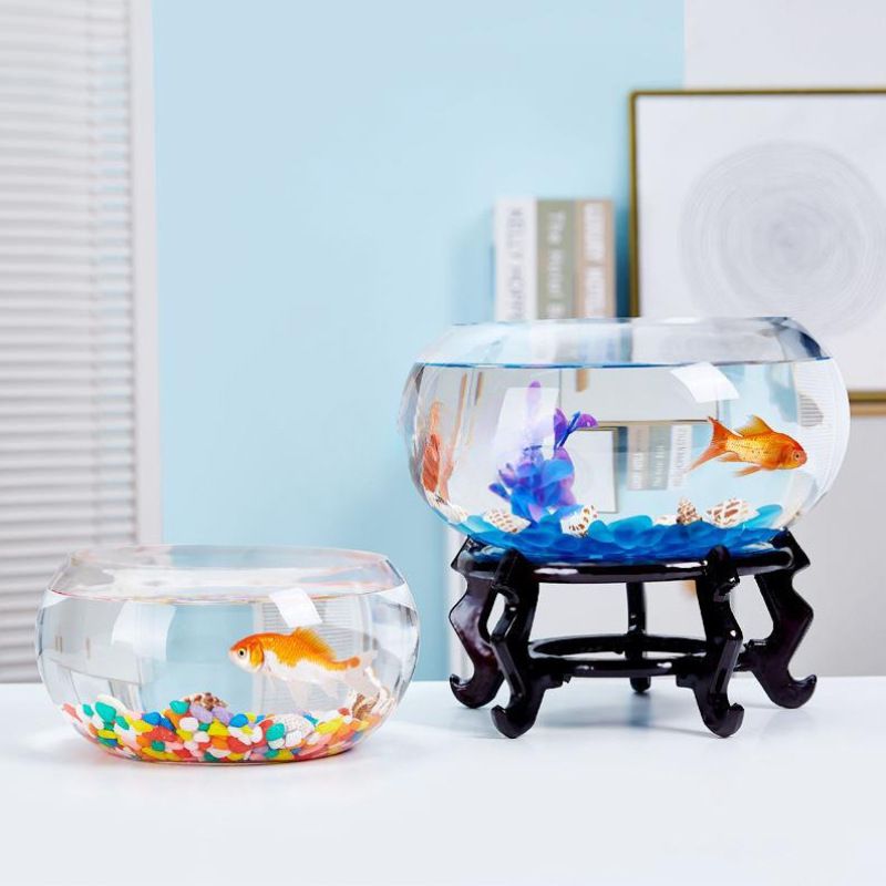 桌上小鱼缸金乌龟圆形办公桌客厅家用办公室加厚透明玻璃桌面夷陵