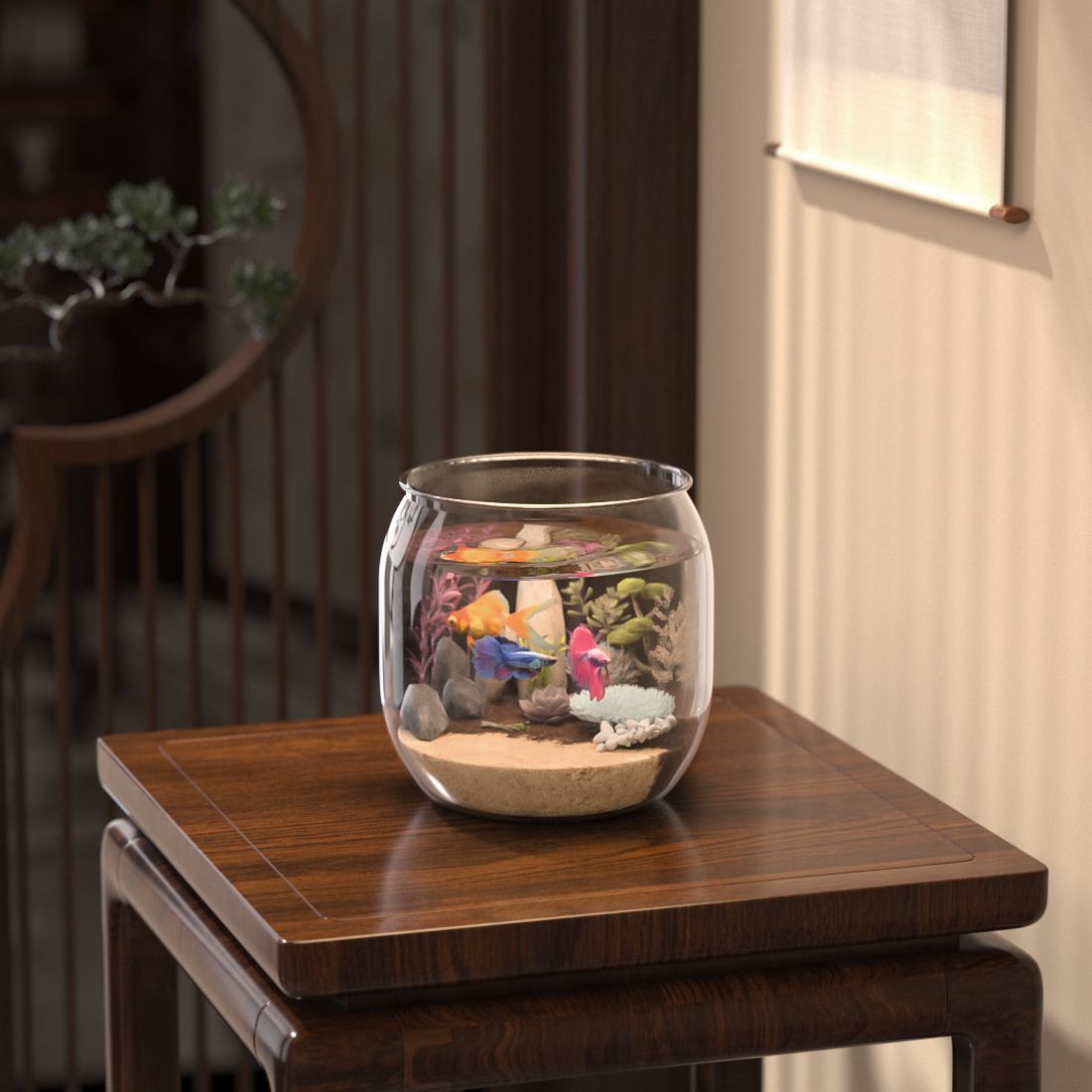 客厅家用鱼缸微景观桌面摆件金鱼缸造景乌龟缸透明塑料高清生态缸