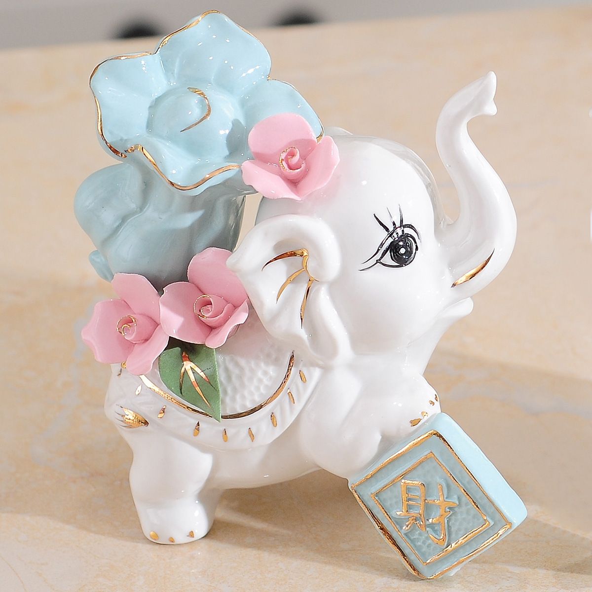 工厂 大象摆件客厅陶瓷装饰品电视柜酒柜玄关结婚礼物开业礼品