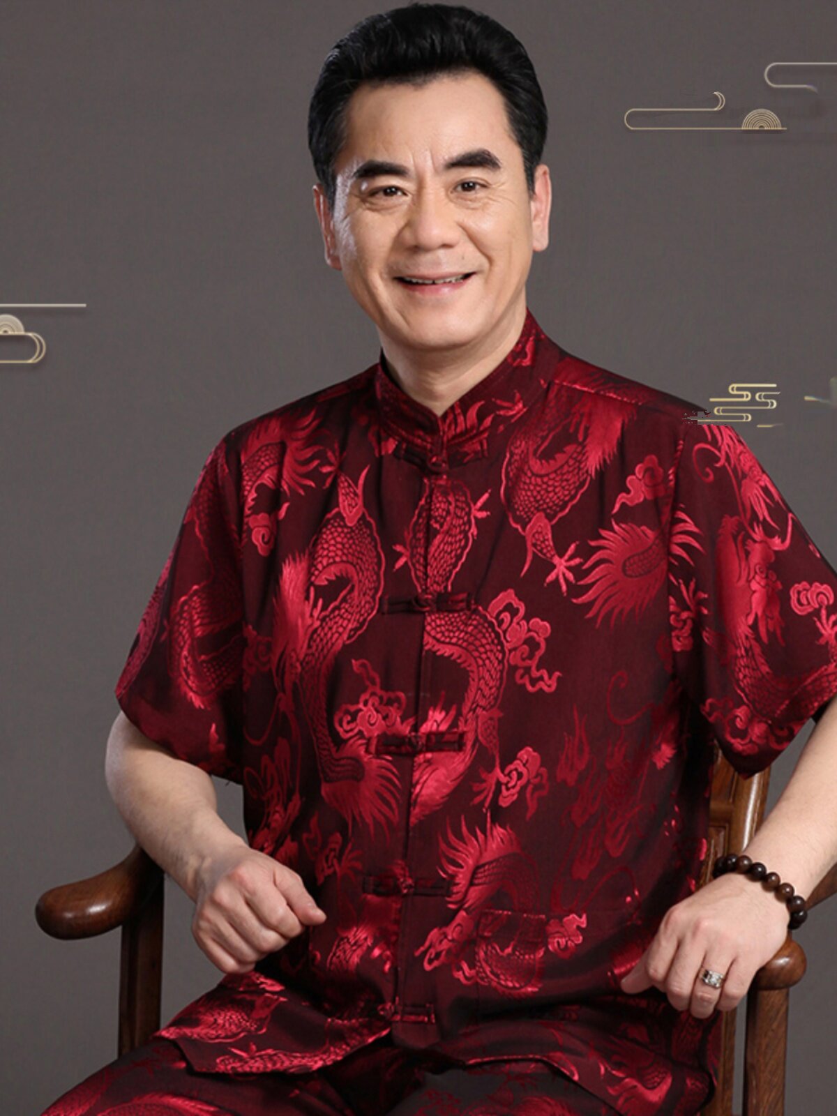 FATHER WEAR SUMMER SHORT-SLEEVED TANG COSTUME SUIT MIDDLE-AGED AND ELDERLY DAD ICE SILK THIN GRANDPA CHINESE STYLE BIRTHDAY MENS CLOTHING