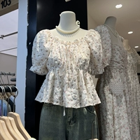 Летний милый южнокорейский дизайнерский товар, в корейском стиле, 2024 года, короткий рукав, цветочный принт, с вышивкой