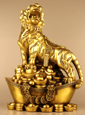 黄铜招财生肖虎中式虎啸山河老虎