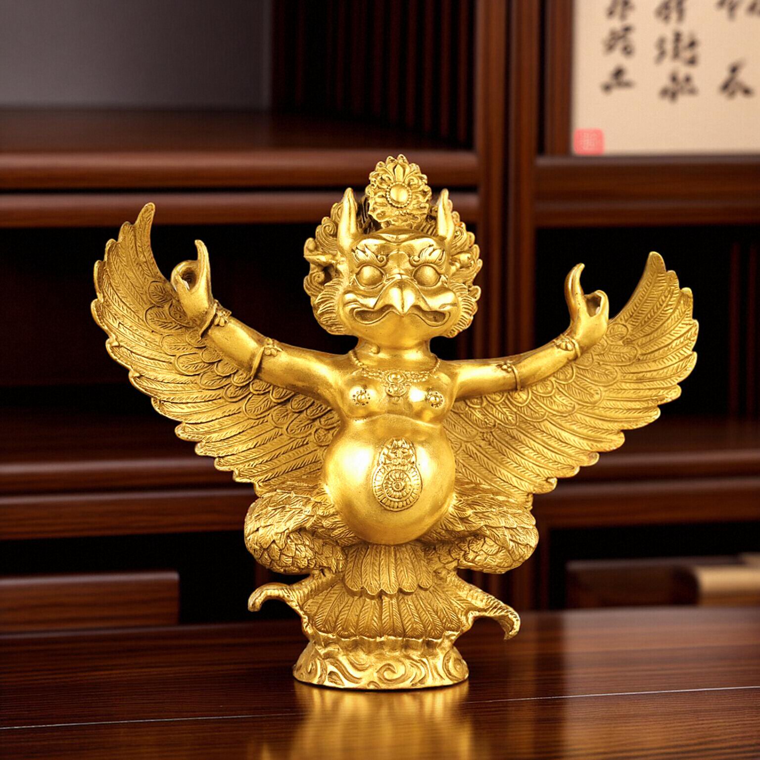 黄铜大鹏鸟神像藏大鹏鸟护法神大鹏金翅鸟佛堂摆件金翅大鹏雕佛像
