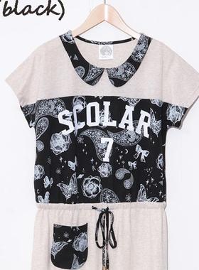 scolar丝柯乐    拼接字母印花短袖卫衣连衣裙  151330