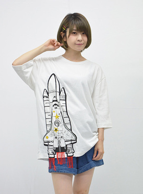 scolar/丝柯乐印花图案火箭流苏后背字母短袖T 172495