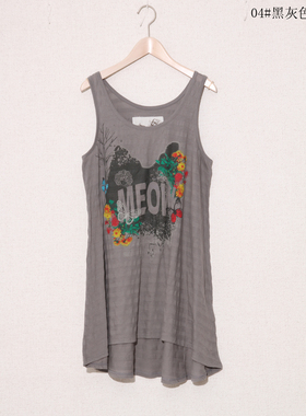 Scolar/丝柯乐 正品专柜 字母蝴蝶印花休闲甜美长款背心T 142439