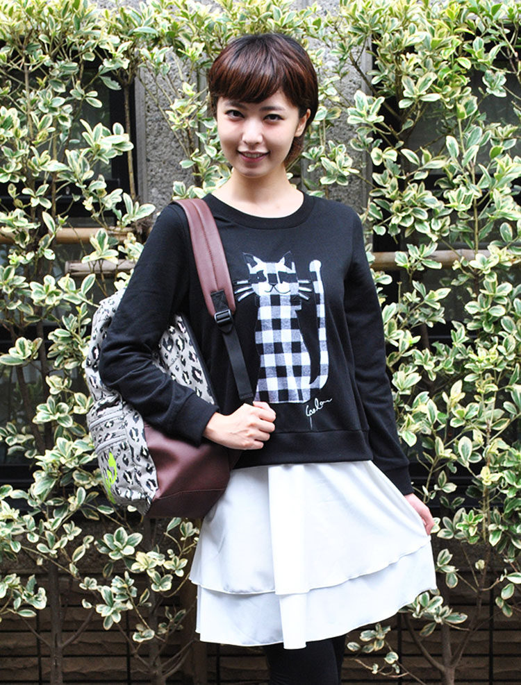 scolar丝柯乐格子拼接长袖连衣裙