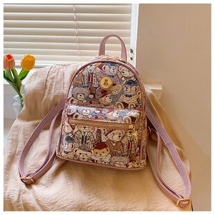 小熊卡通双肩包女包2026新款休闲百搭背包小众设计原创定制帆布包