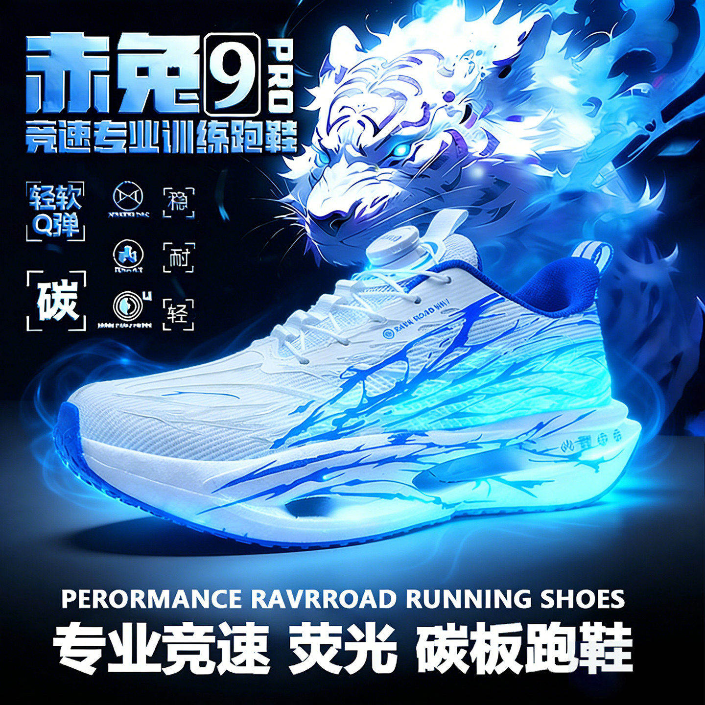 赤兔9pro儿童跑步鞋2026新款男童超轻减震碳板专业竞速心跳运动鞋