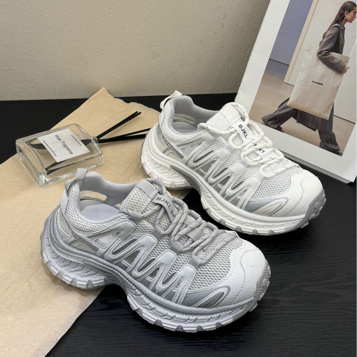 真皮透网发泡厚底老爹鞋女2026春夏款舒适轻便百搭休闲运动跑步鞋