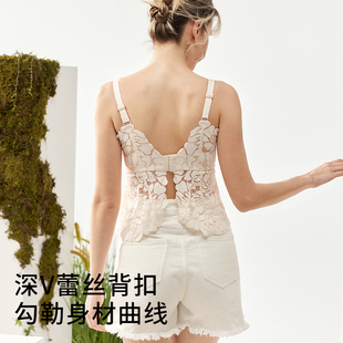 美奈川蕾丝性感蝴蝶美背内衣女聚拢防走光抹胸式 免穿文胸吊带背心