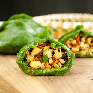 浙江衢州江焙清明果粿艾草青团咸菜馅味芝麻米馃果艾饺早餐半成品