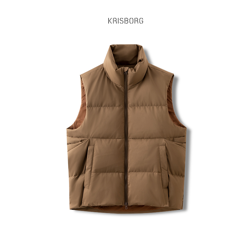 克里斯立领短款90白鸭绒羽绒马甲