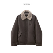 保暖加厚抗寒毛领夹克外套2025年新款 经典 机车翻领皮羽绒服男冬季