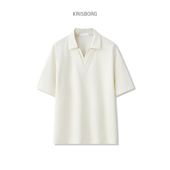 领半袖 夏季 T恤 男2025新款 翻领拼接上衣服衬衫 凉感双V领短袖 POLO衫