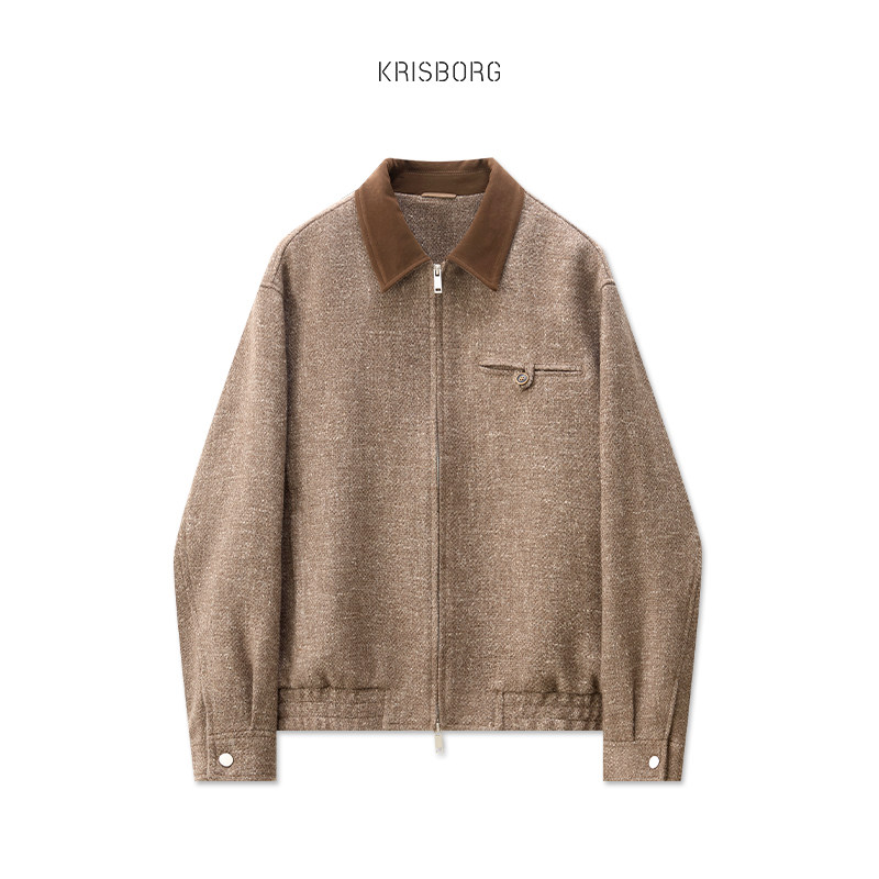 羊毛短款妮子外套男春秋季潮牌