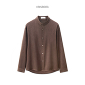 复古木纹肌理小立领长袖 高级感寸衣服2025年新款 衬衫 外套男春秋季