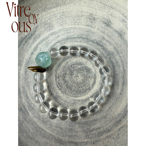 VITREQYOUS「生命之水」高透白水晶蓝萤石清爽净化平衡百搭手串