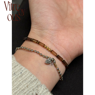 VITREQYOUS  复古ins风精致百搭渐变玛瑙管珠串珠手链