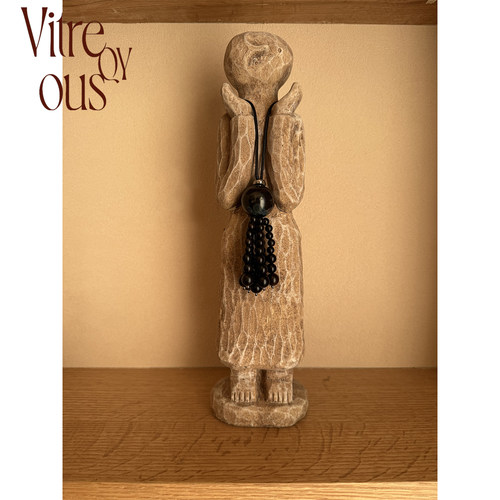 VITREQYOUS  量少！手工陶瓷珠檀木流苏串珠蜡绳原创长链毛衣链