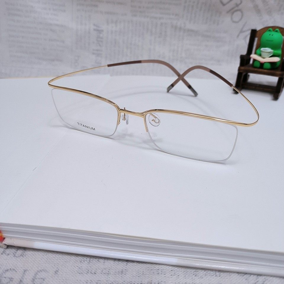 金丝细边b钛弹性眉线商务半框男士百搭眼镜框近视睿智潮流眼镜架