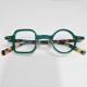 翡翠绿色眼镜框玳瑁色眼镜架不规则一边方一边圆框近视眼镜防蓝光