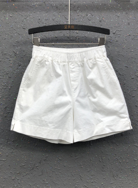 简约白色牛仔短裤女2026年夏季新款高腰休闲宽松显瘦松紧腰阔腿裤