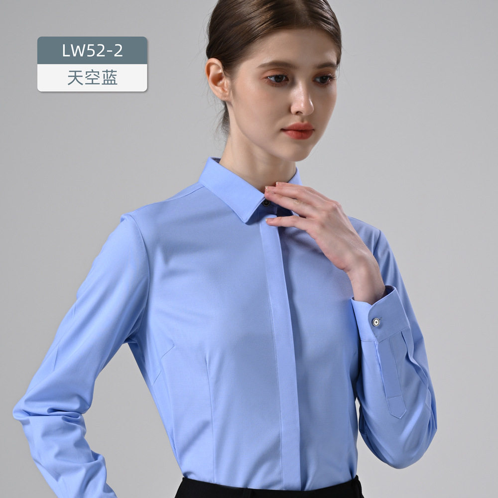 兰精天丝莫代尔衬衫女士长袖商务通勤正装白衬衣工作服工装工服款