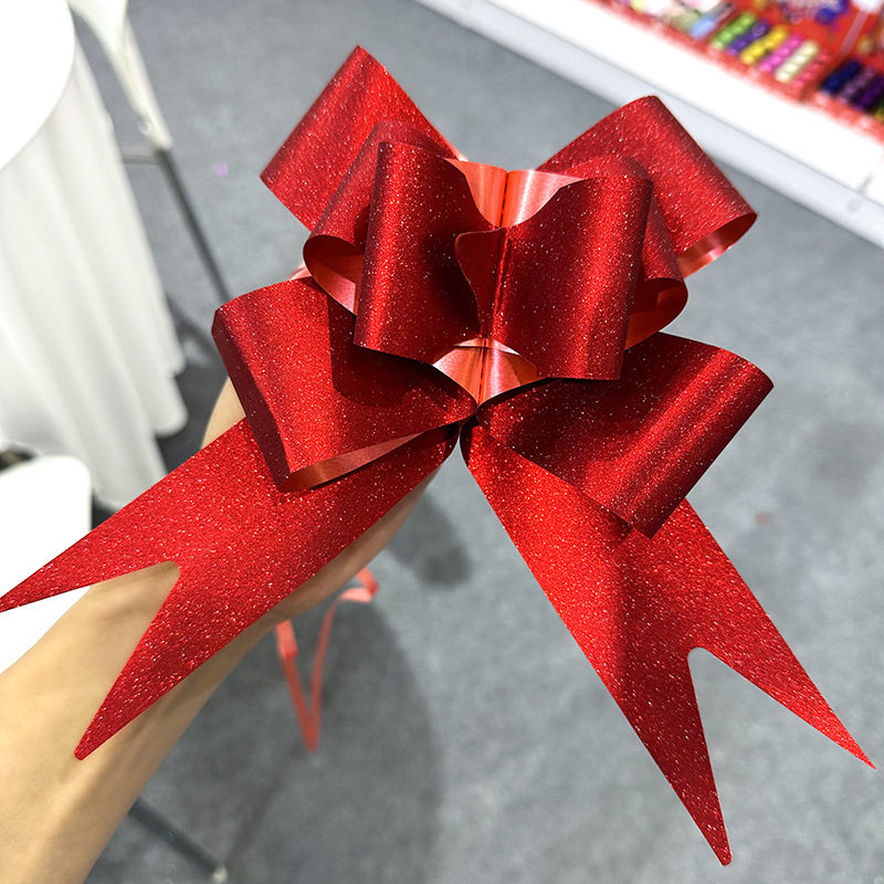 金葱红色拉花蝴蝶结包装盒装饰图片