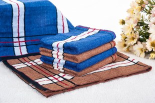 包邮天源家纺竹纤维毛巾 正品条格商务面巾运动柔软吸汗无异味