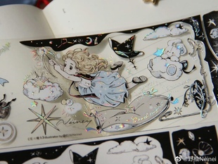 （分装）野柚neinei 见习魔女 手帐可爱百搭拼贴素材镭射银胶带