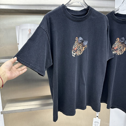 欧洲站女装新款复古做旧动物蝴蝶结 T 恤宽松显瘦落肩短袖上衣潮